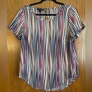 Simply Styled Multi-Colored Striped Top, Size Large